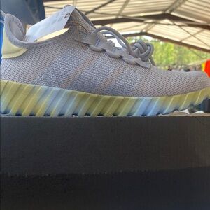 Adidas Light Gray and Soft Yellow Trainers